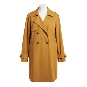 Something Navy Camel Brown Trench Coat Double Breasted Cotton Women Large Chic
